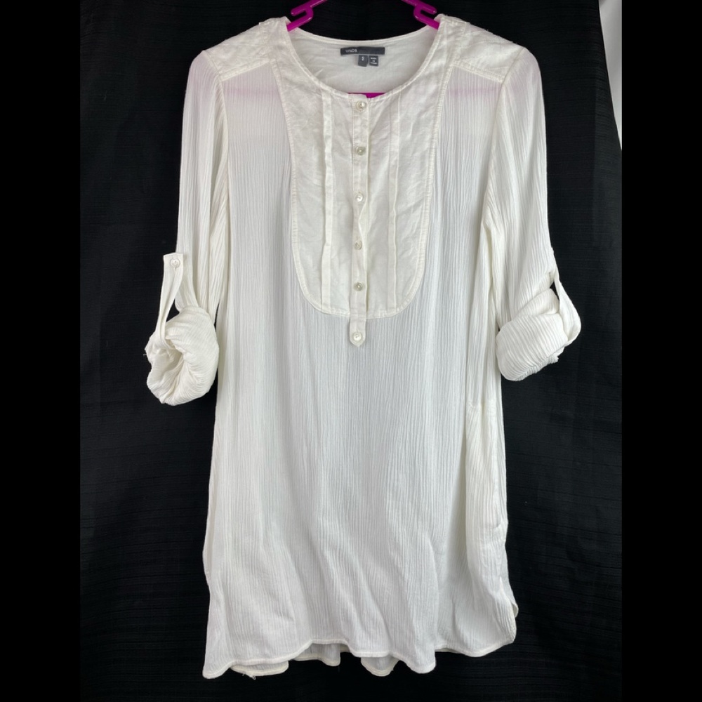 Vince Ivory Tunic Top Ling sleeve Sz SP